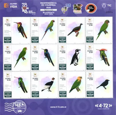 Aves Vigésima serie Bicentenario 2019-2024 Independencia de Colombia